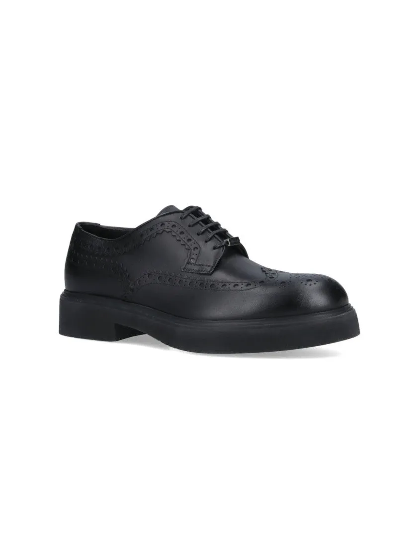 Logo Derby Shoes In Brown Leather Brogue