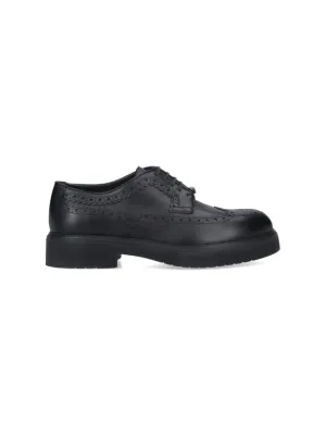Logo Derby Shoes In Brown Leather Brogue