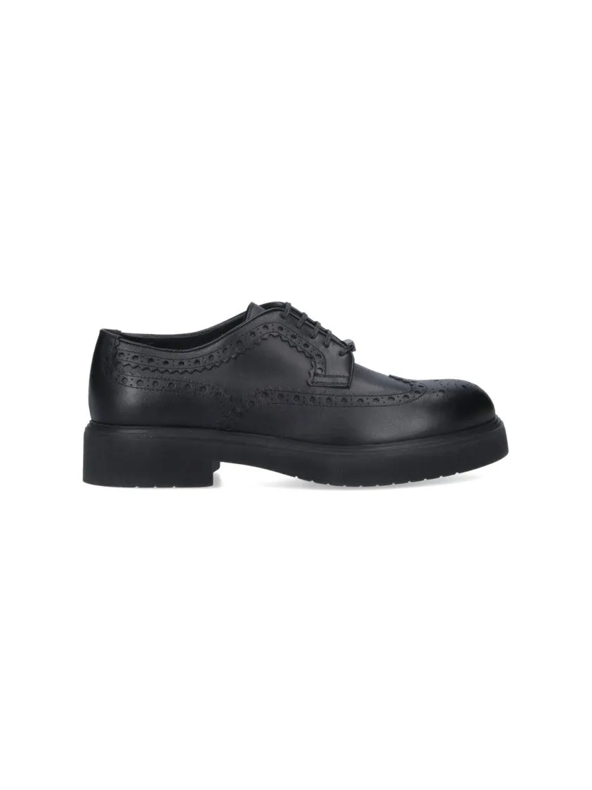 Logo Derby Shoes In Brown Leather Brogue