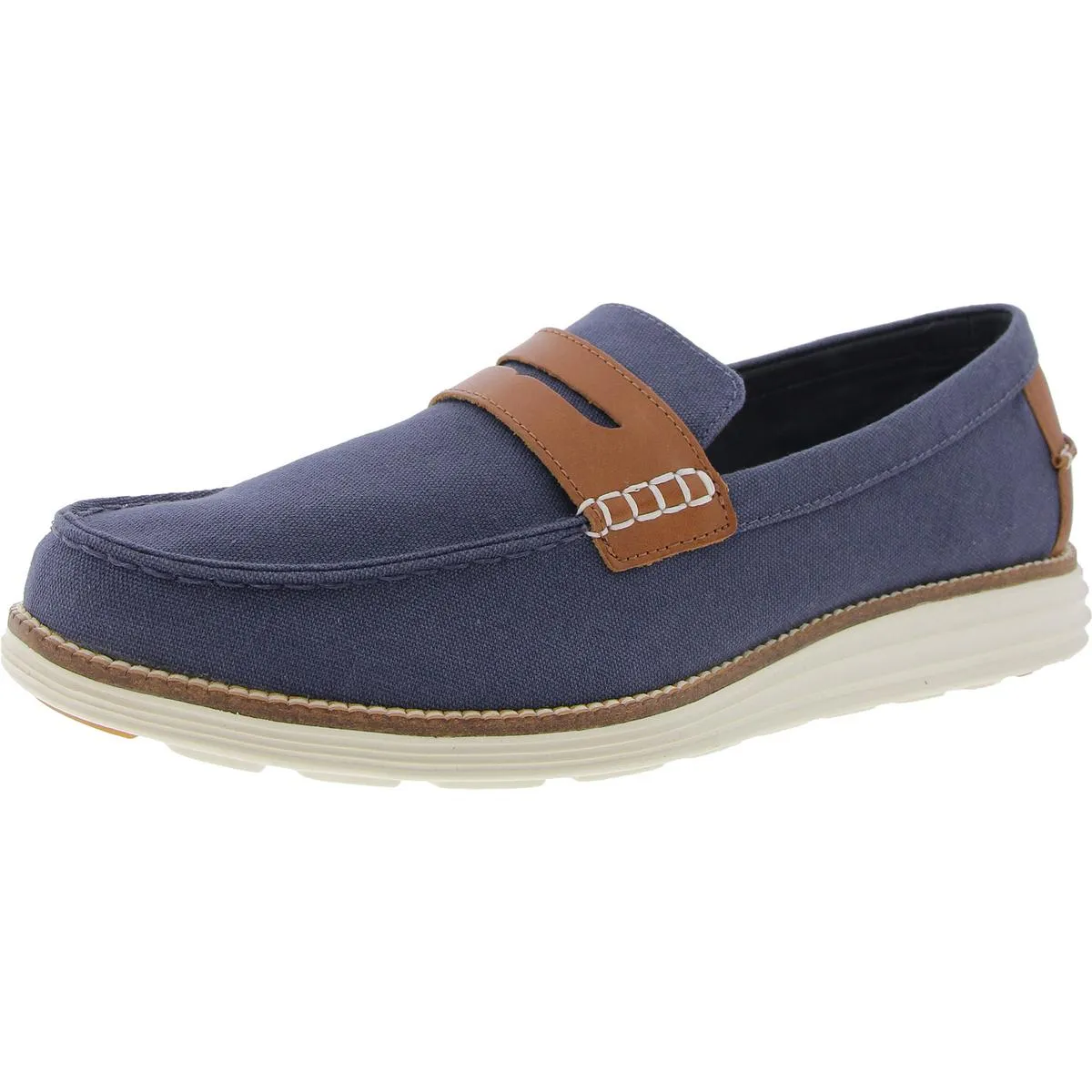 Mens Contrast Trim Canvas Loafers