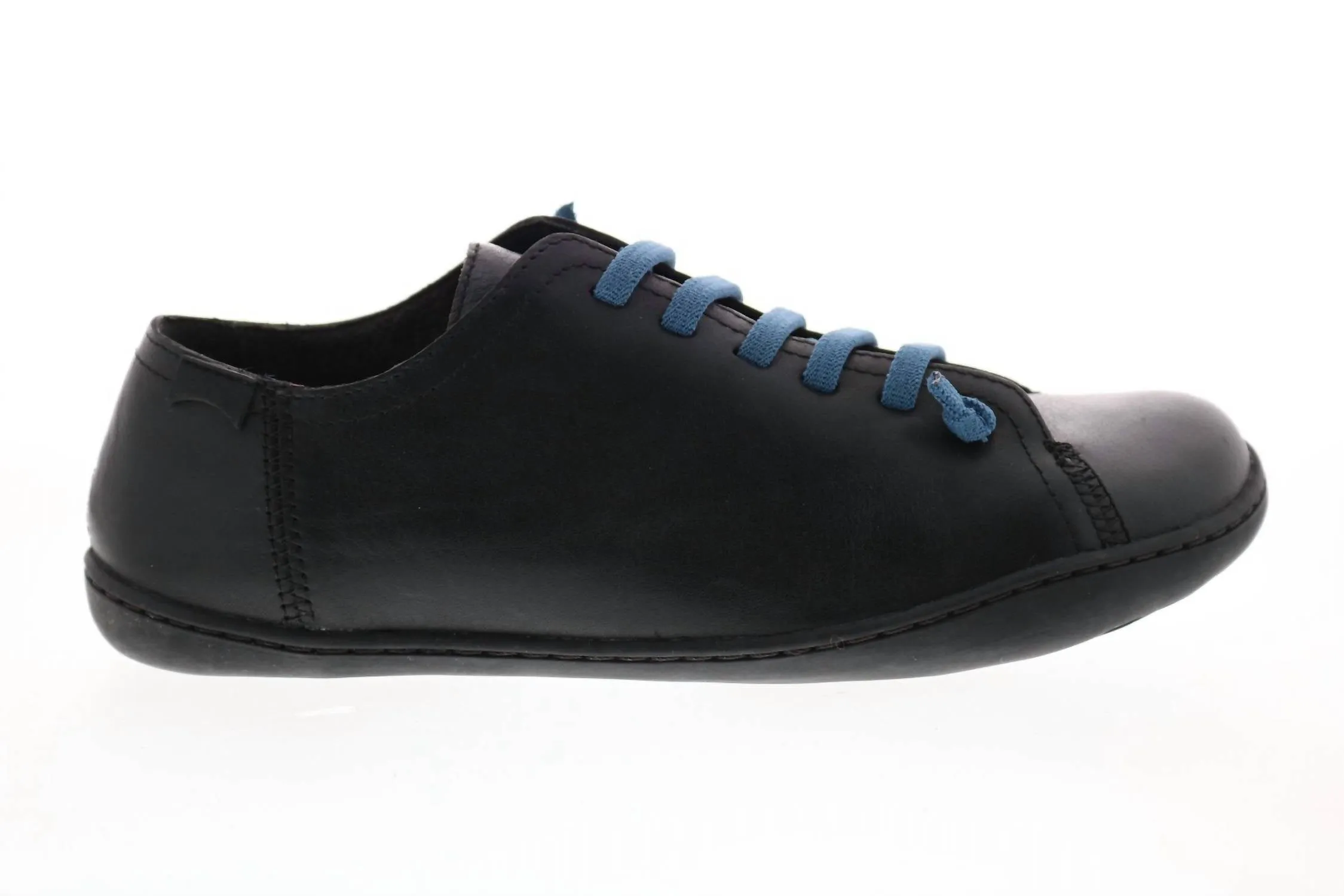 Men's Leather Lace Up Euro Sneakers Shoes In Noray Negro (Mar)/cami Negro
