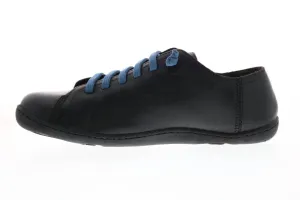 Men's Leather Lace Up Euro Sneakers Shoes In Noray Negro (Mar)/cami Negro