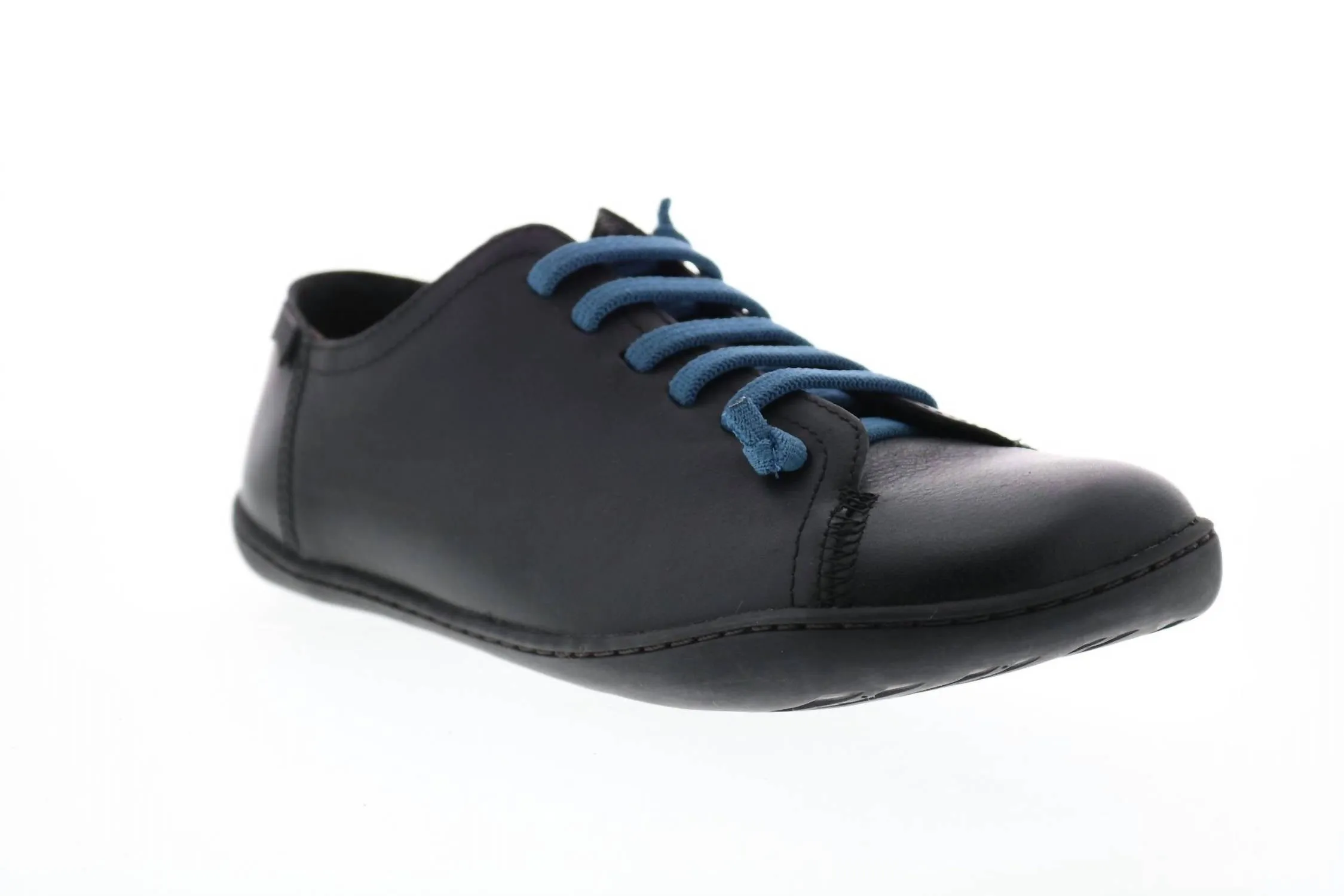 Men's Leather Lace Up Euro Sneakers Shoes In Noray Negro (Mar)/cami Negro