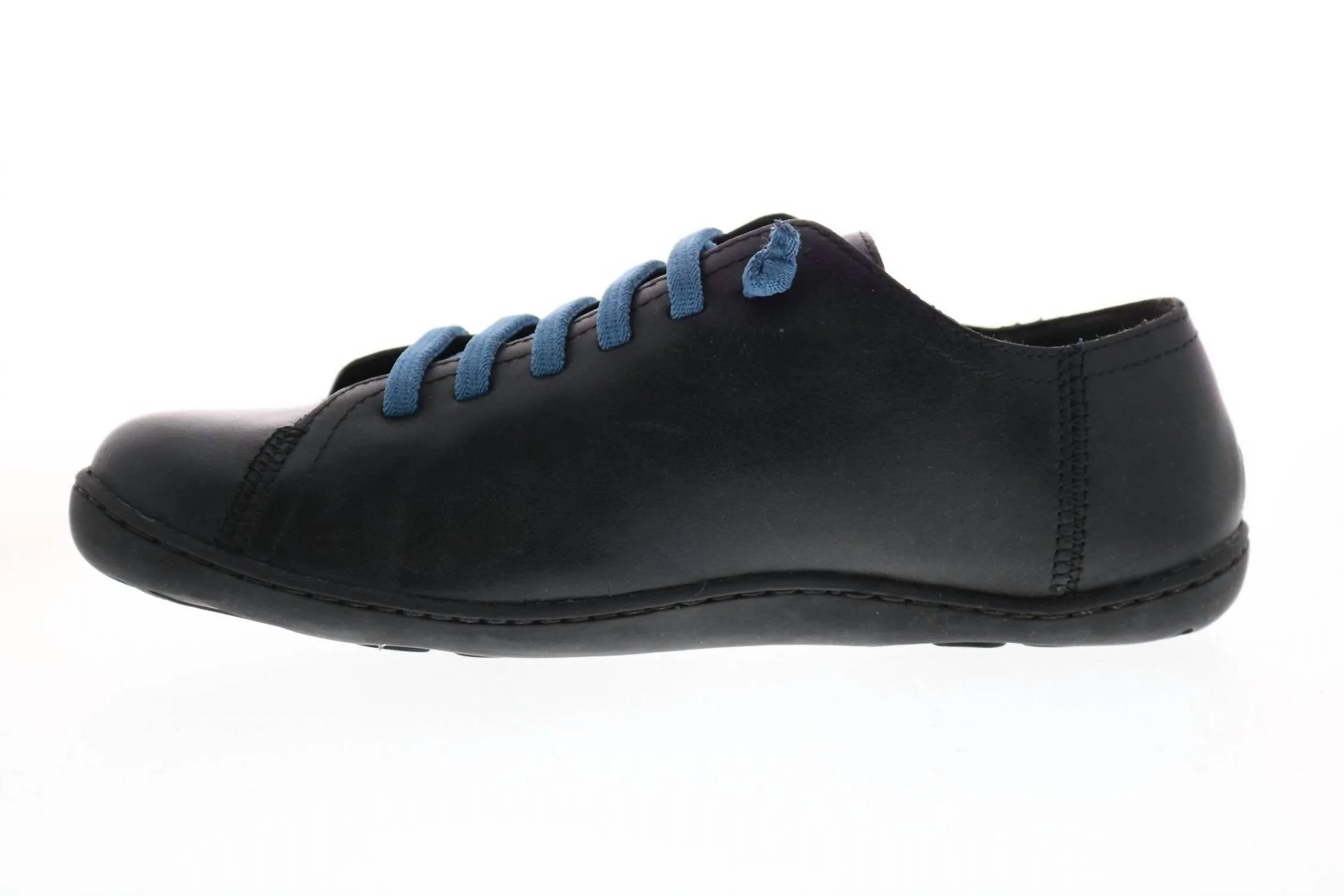 Men's Leather Lace Up Euro Sneakers Shoes In Noray Negro (Mar)/cami Negro