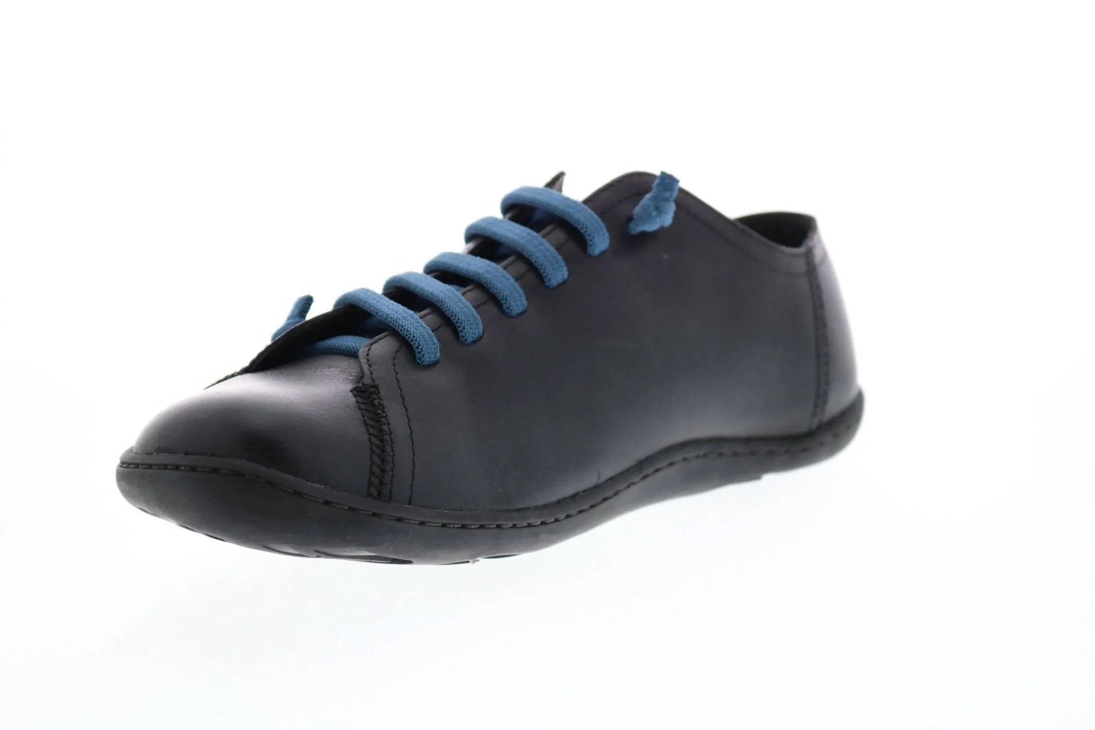 Men's Leather Lace Up Euro Sneakers Shoes In Noray Negro (Mar)/cami Negro