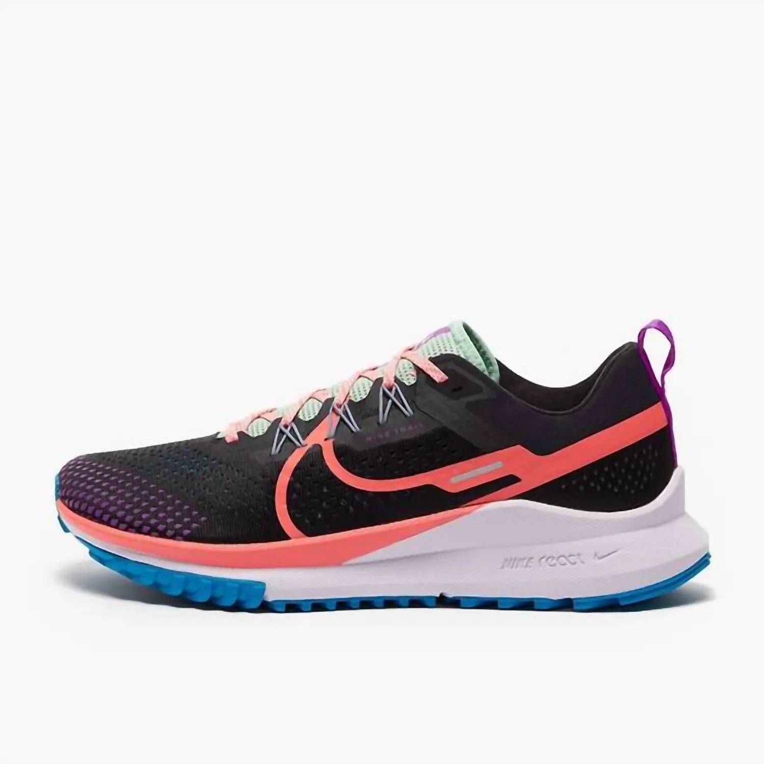 Men's React Pegasus Trail 4 Sneaker In Black/magic Ember-Purple