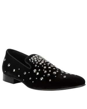 Men's Spencer Velvet Rhinestone Shoe In Black