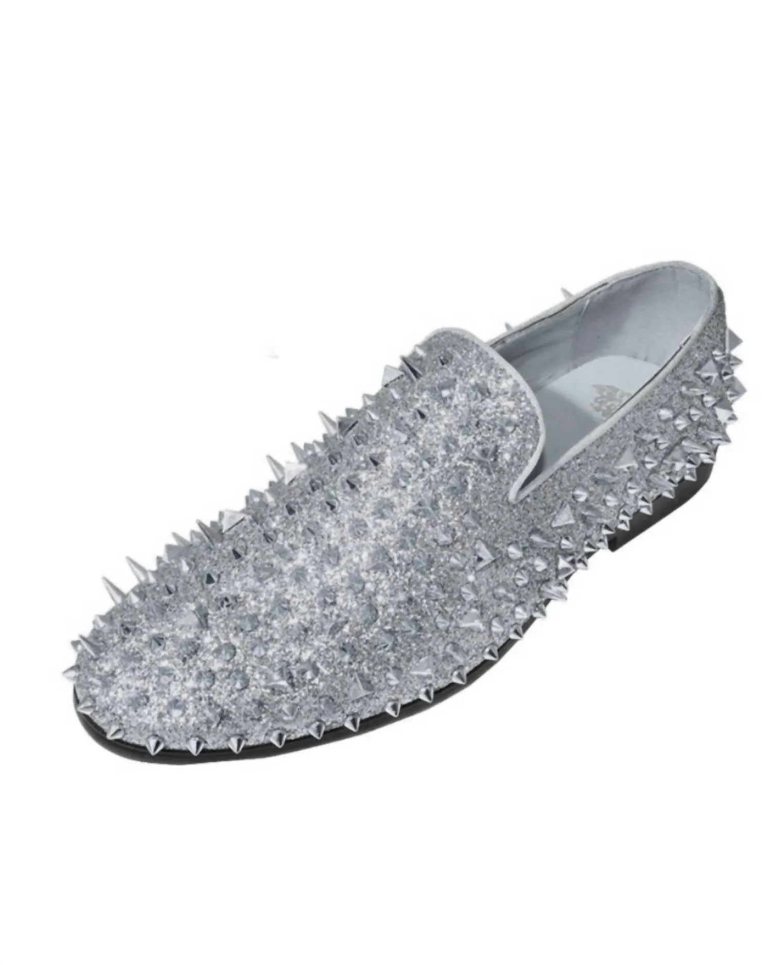 Men's Spiked Glitter Smoker Shoe In Metallic Silver