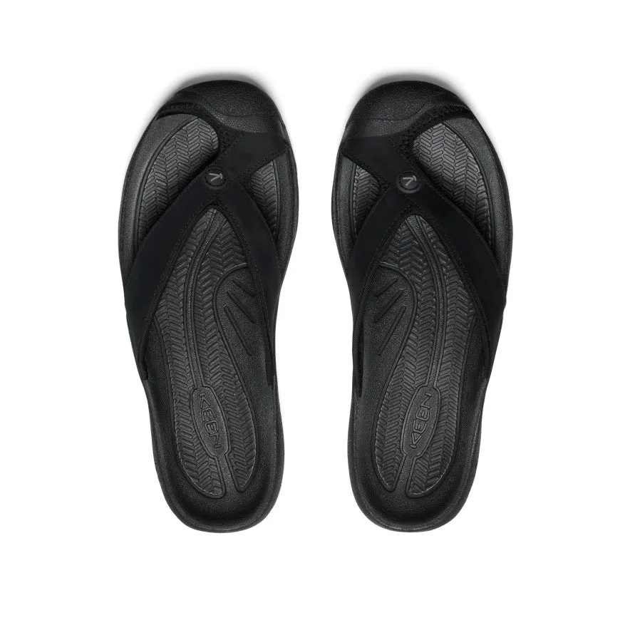 Men's Waimea Leather Flip-Flop  |  Black/Black