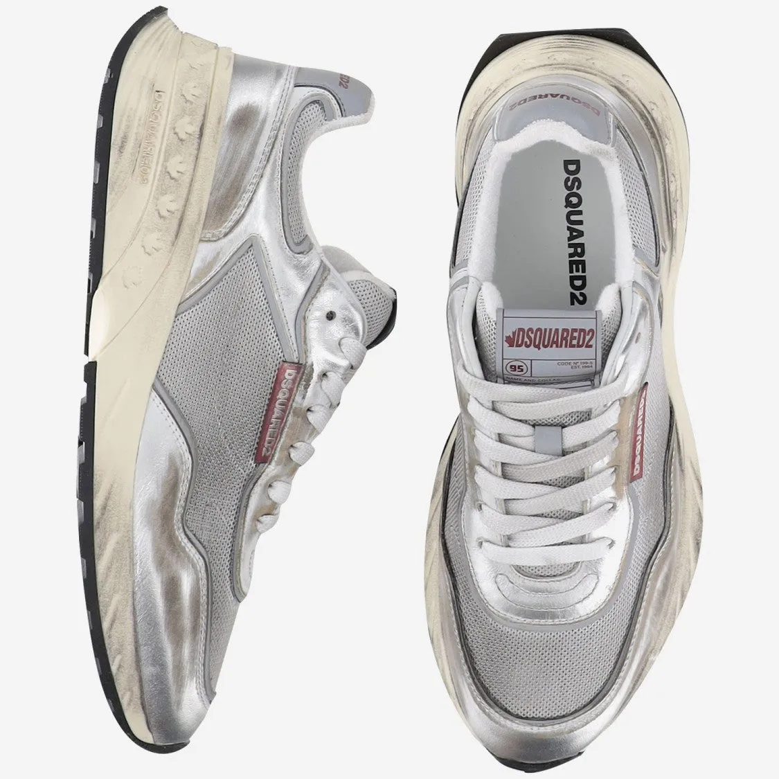 Mesh And Leather Sneakers With Logo