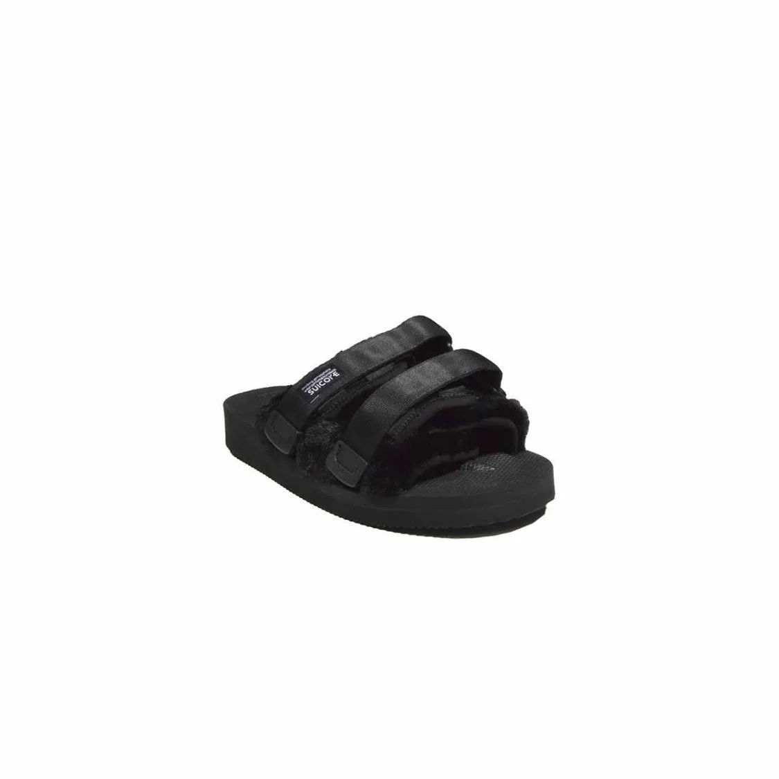 Moto Rubber Slippers Black With Fur