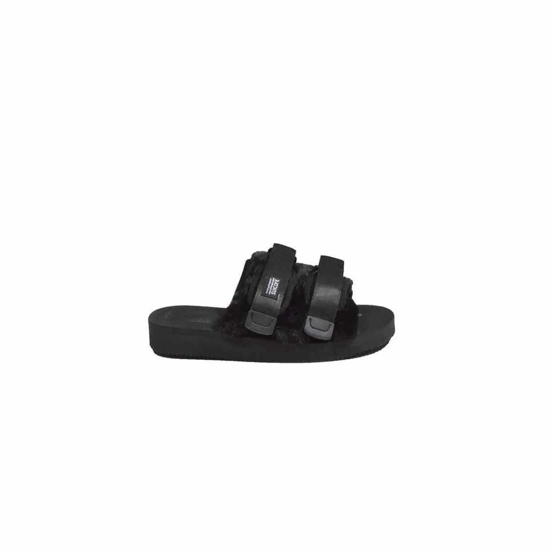 Moto Rubber Slippers Black With Fur