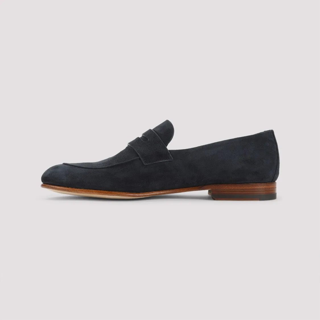 Night Blue Suede Calf Leather Mocassin Loafers