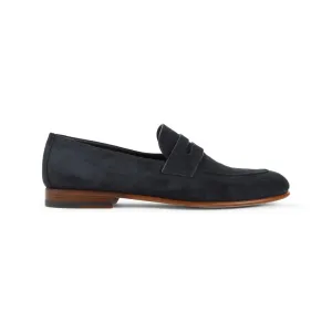Night Blue Suede Calf Leather Mocassin Loafers