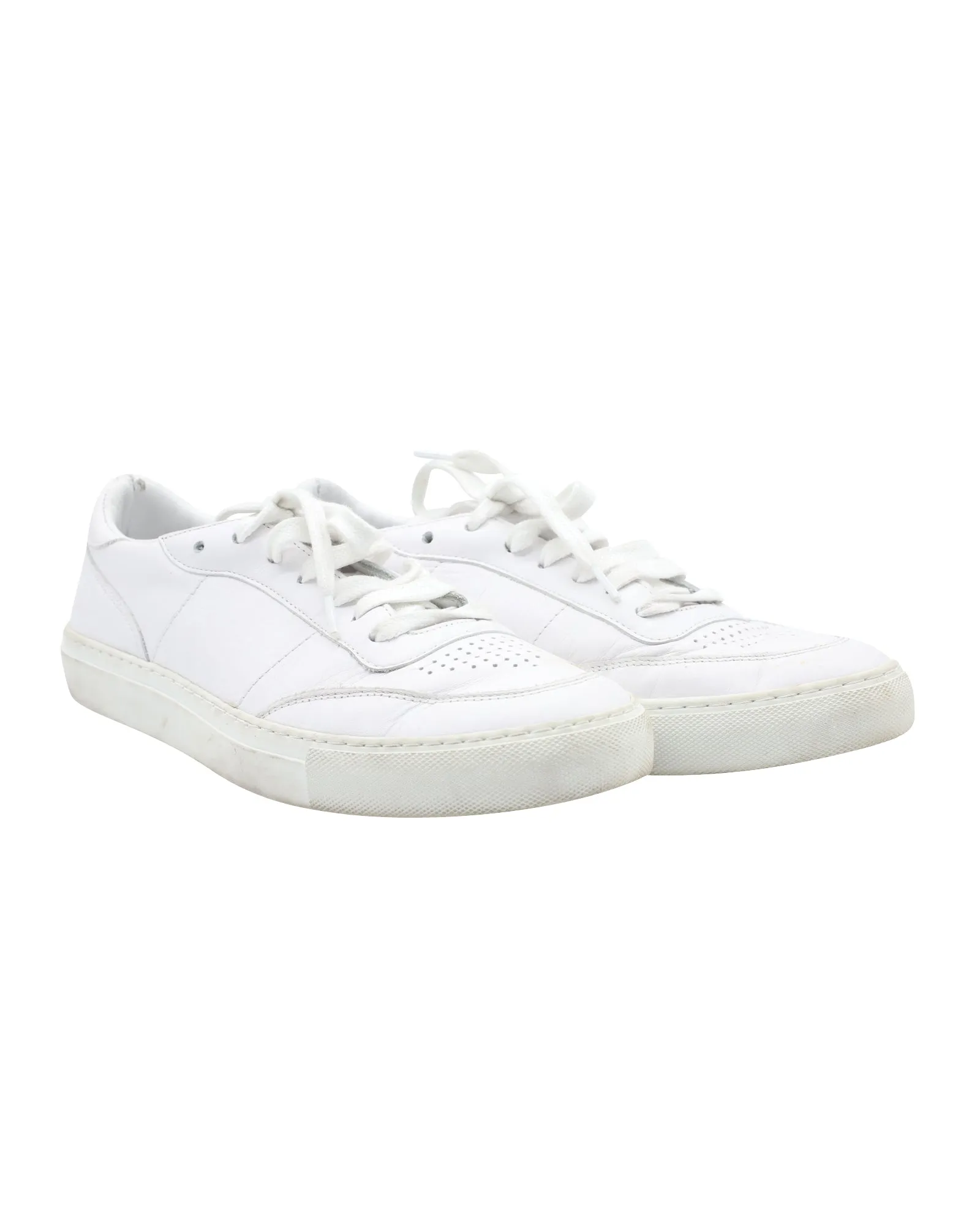 Officine Generale Matt Sneakers in White Leather