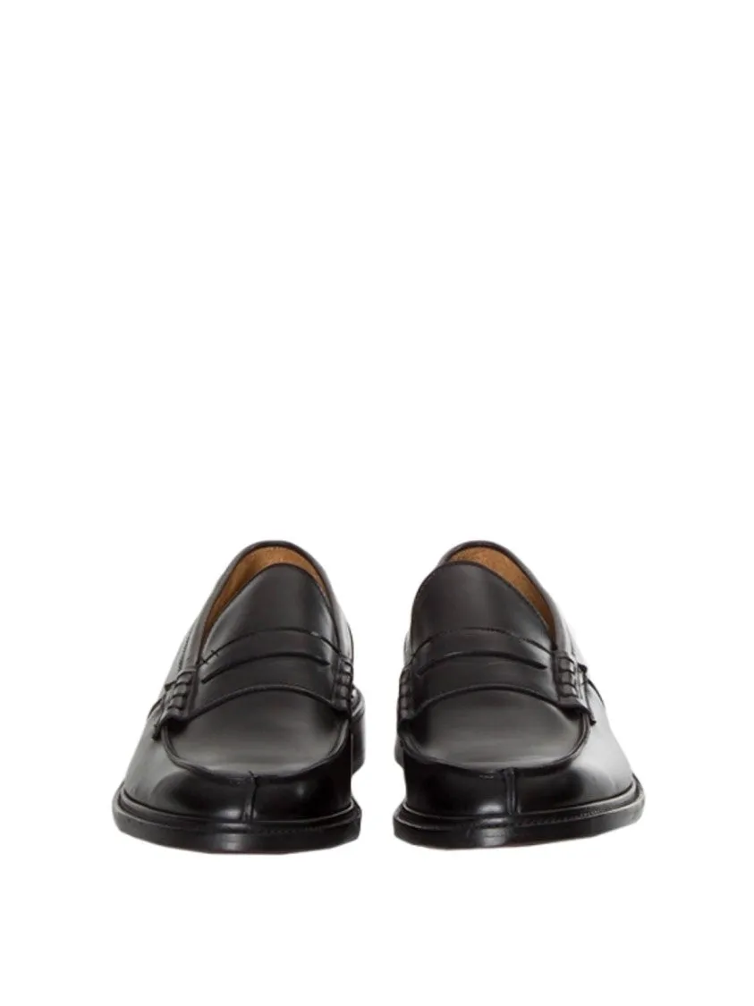 Polished Calfskin Penny Loafers With Stitching