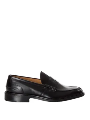 Polished Calfskin Penny Loafers With Stitching