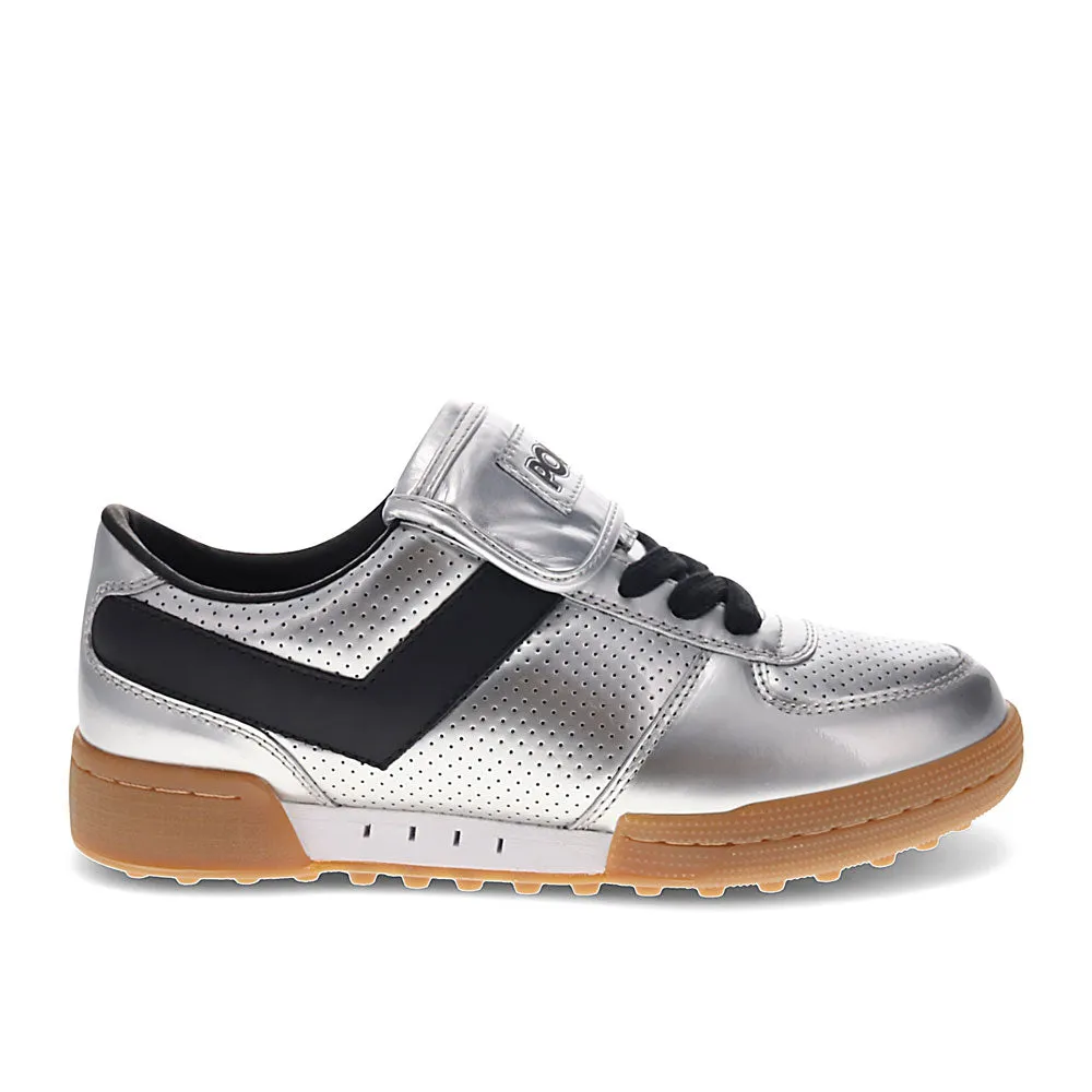 PONY Mens Linebacker Metallic Genuine Leather Premium Lace Up Athletic Sneaker Shoe