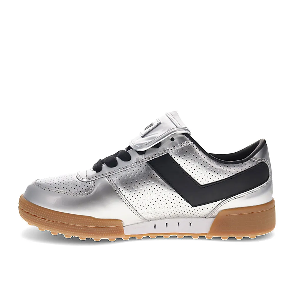 PONY Mens Linebacker Metallic Genuine Leather Premium Lace Up Athletic Sneaker Shoe