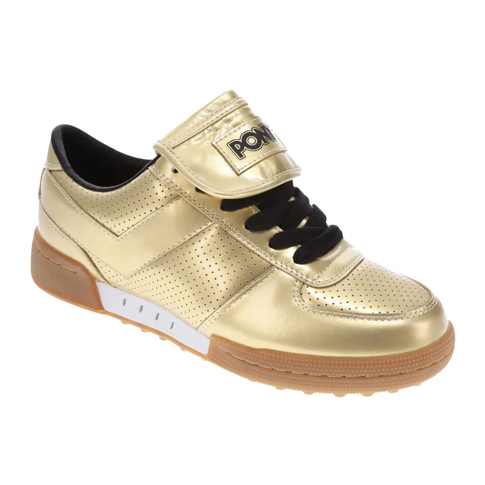 PONY Mens Linebacker Metallic Genuine Leather Premium Lace Up Athletic Sneaker Shoe