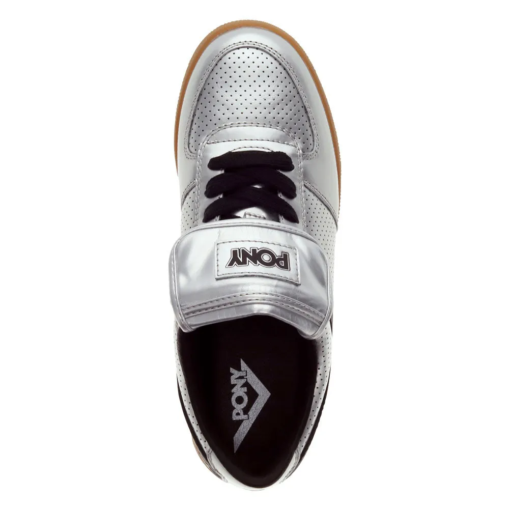 PONY Mens Linebacker Metallic Genuine Leather Premium Lace Up Athletic Sneaker Shoe