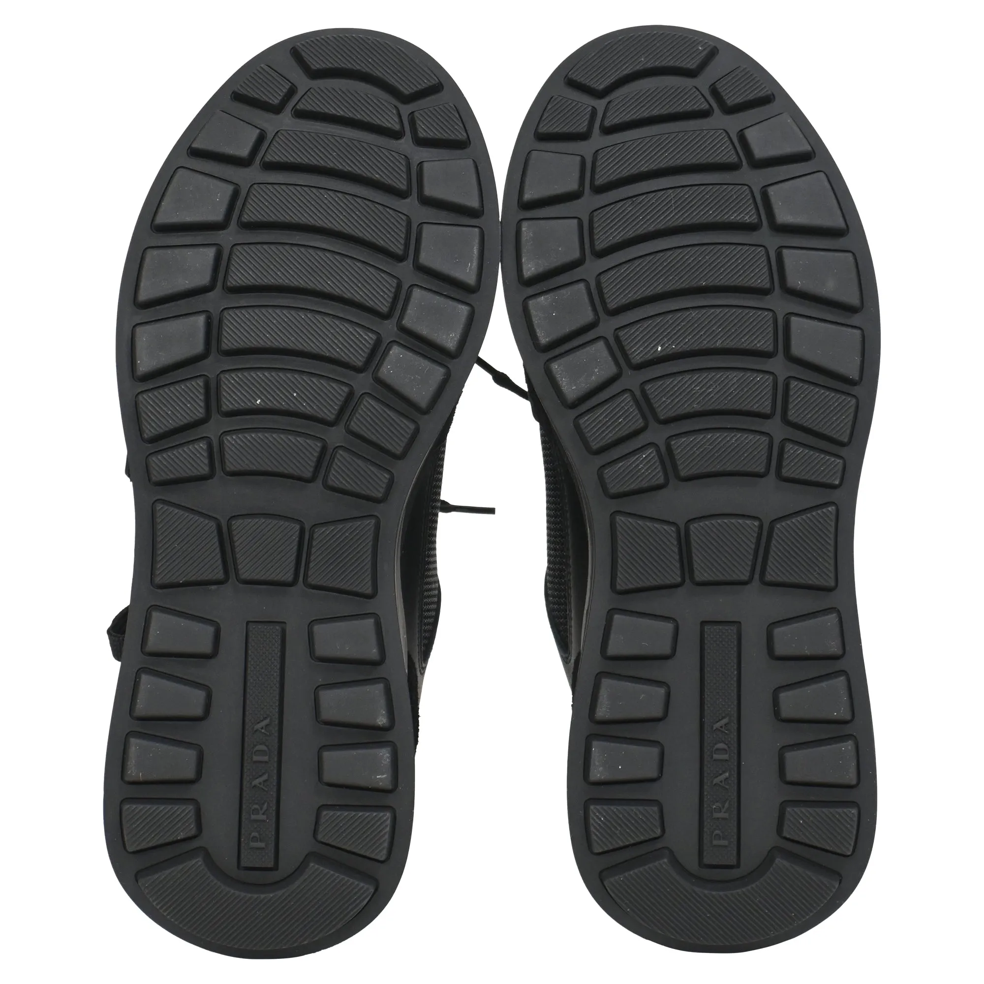 Prada Mechano Sneakers in Black Orange Leather
