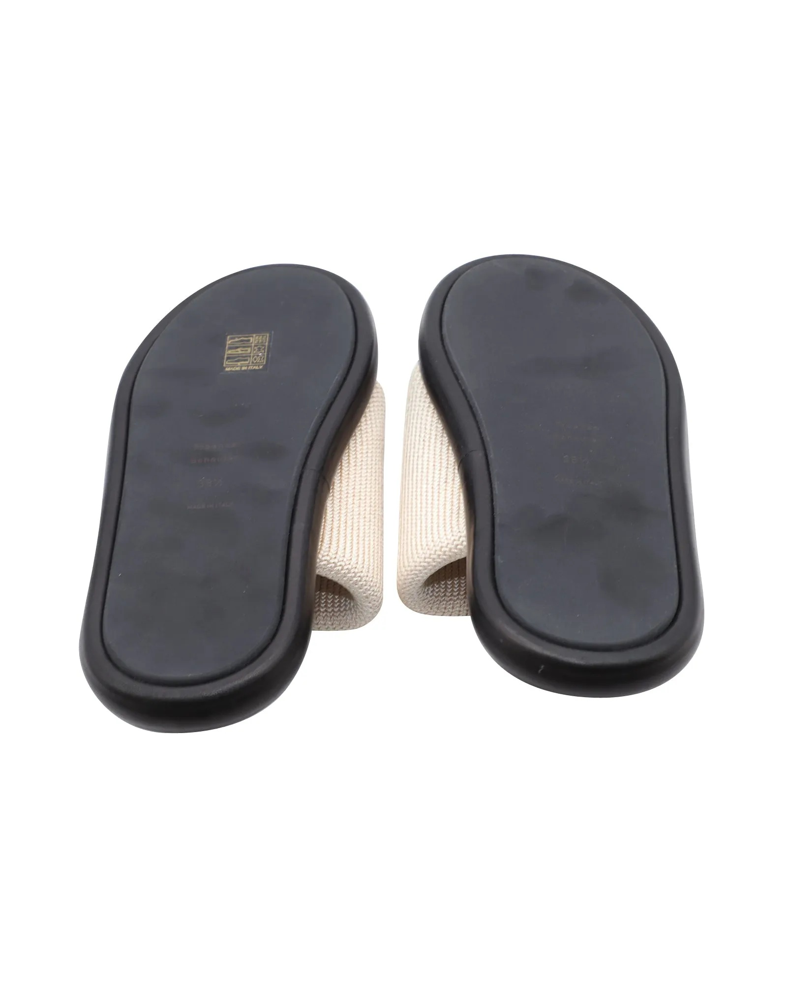 Proenza Schouler Pipe Stretch-Knit Slides in Ecru Leather