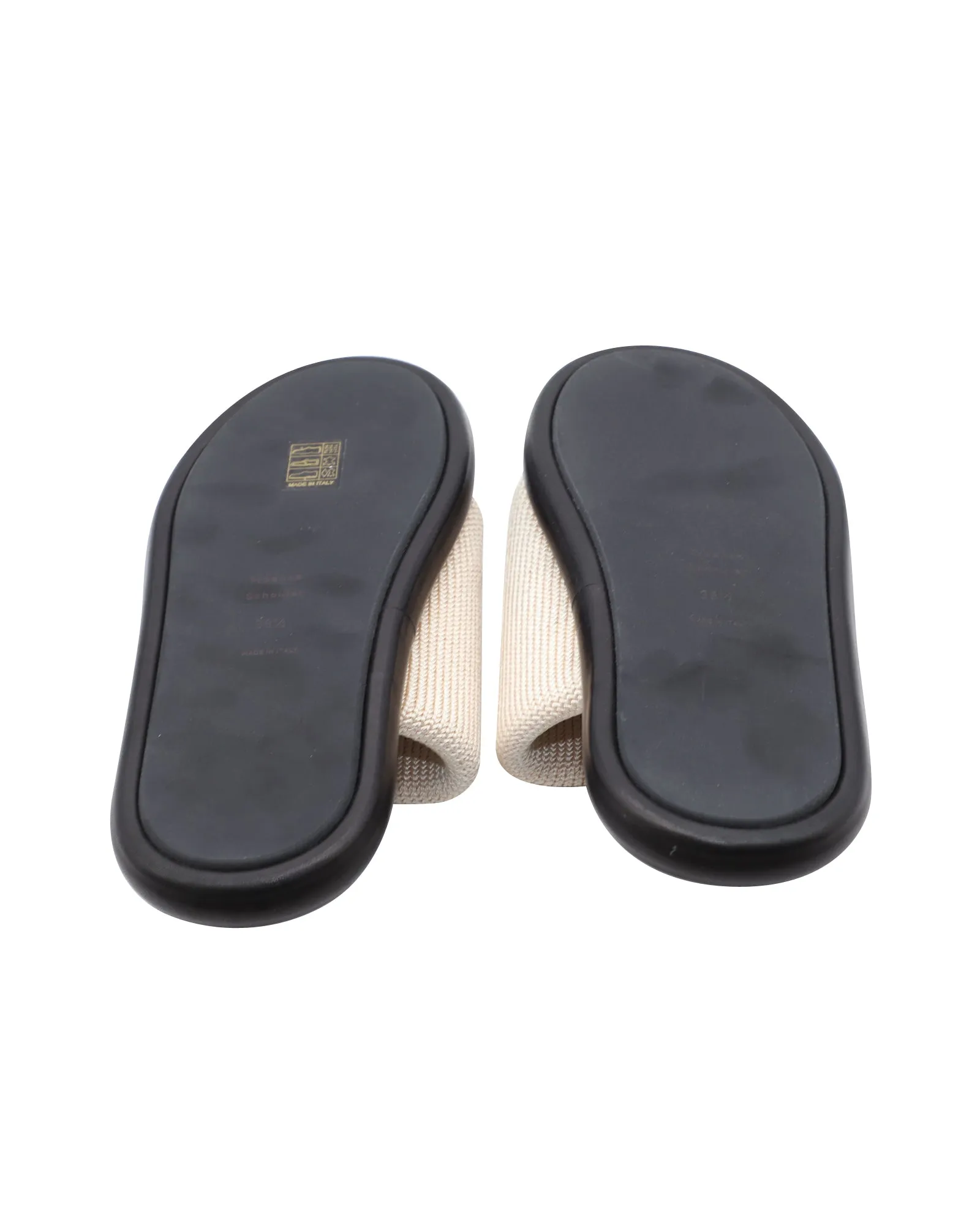 Proenza Schouler Pipe Stretch-Knit Slides in Ecru Leather