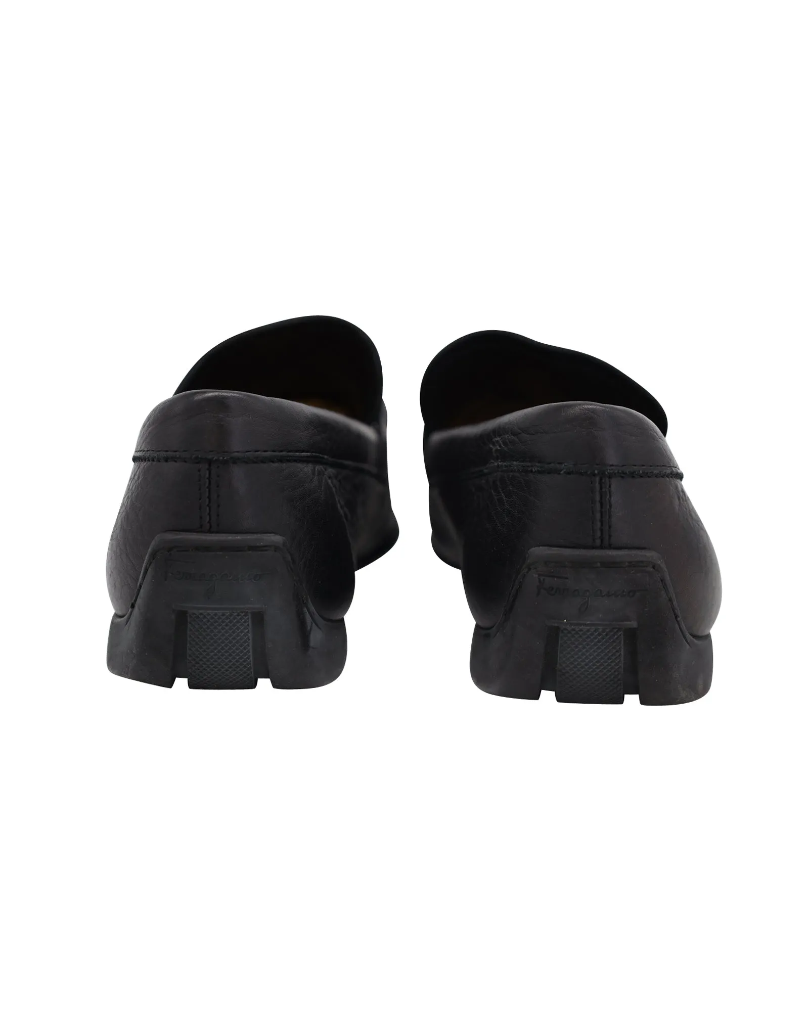 Salvatore Ferragamo Buckle Loafers in Black Leather