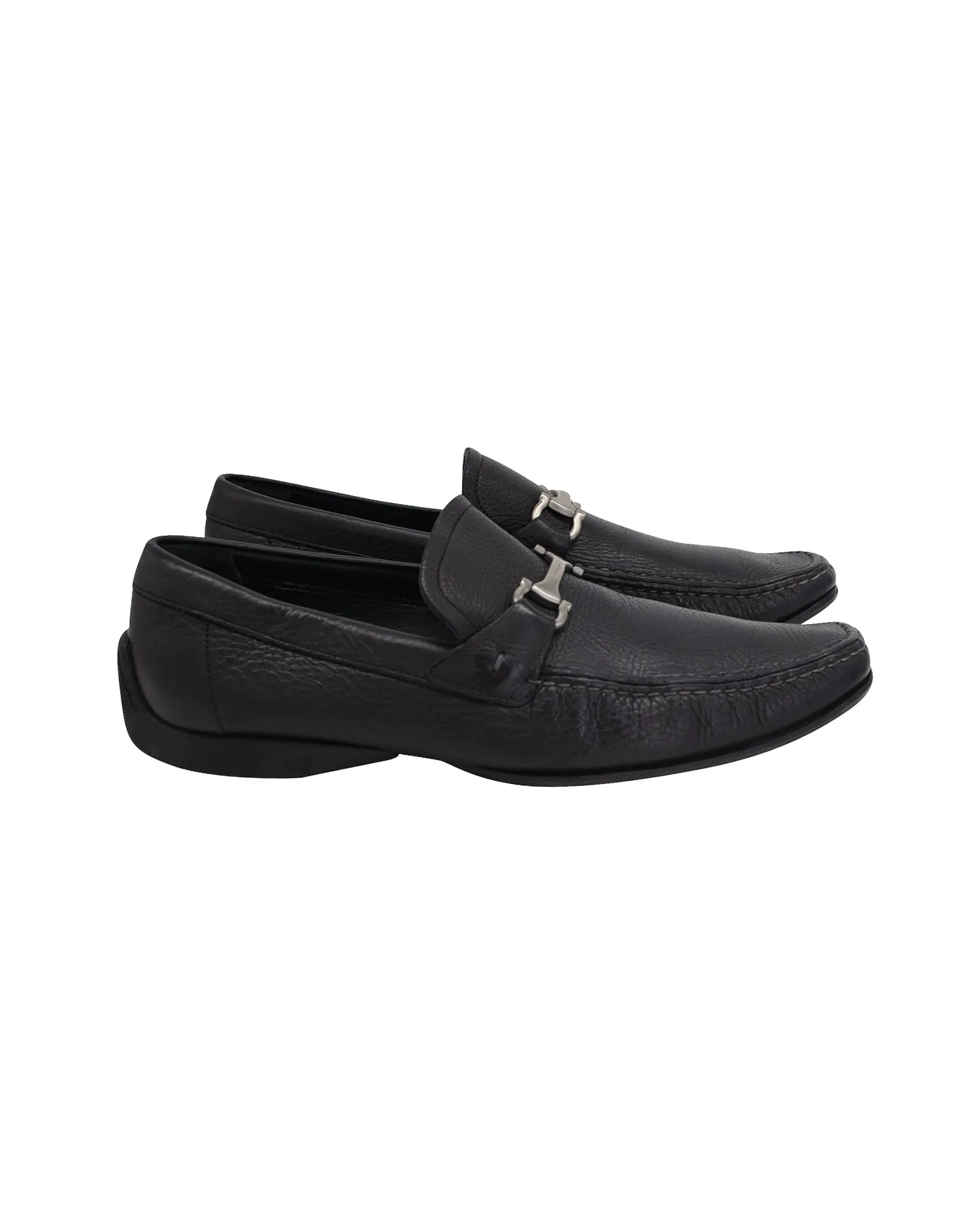 Salvatore Ferragamo Buckle Loafers in Black Leather