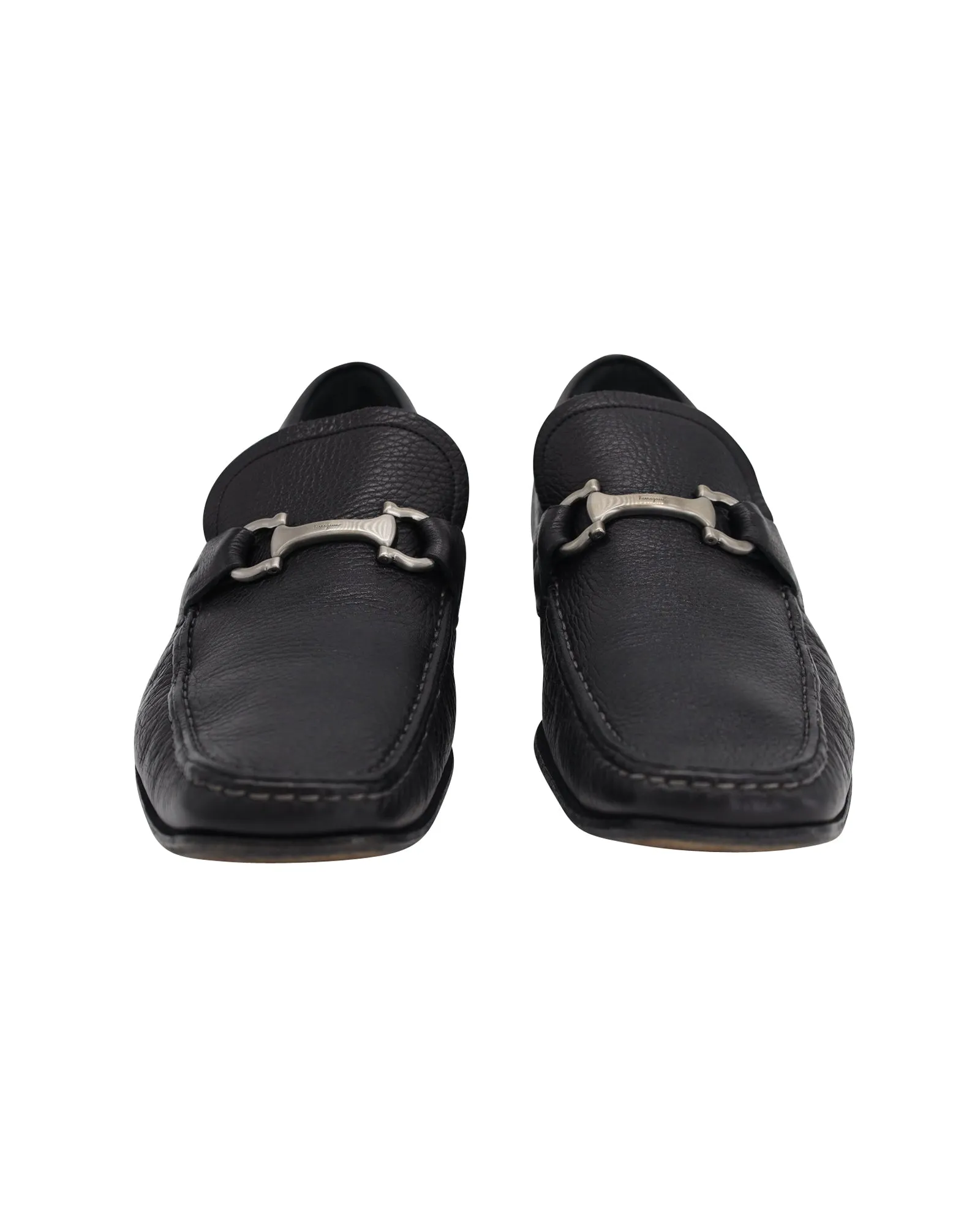 Salvatore Ferragamo Buckle Loafers in Black Leather