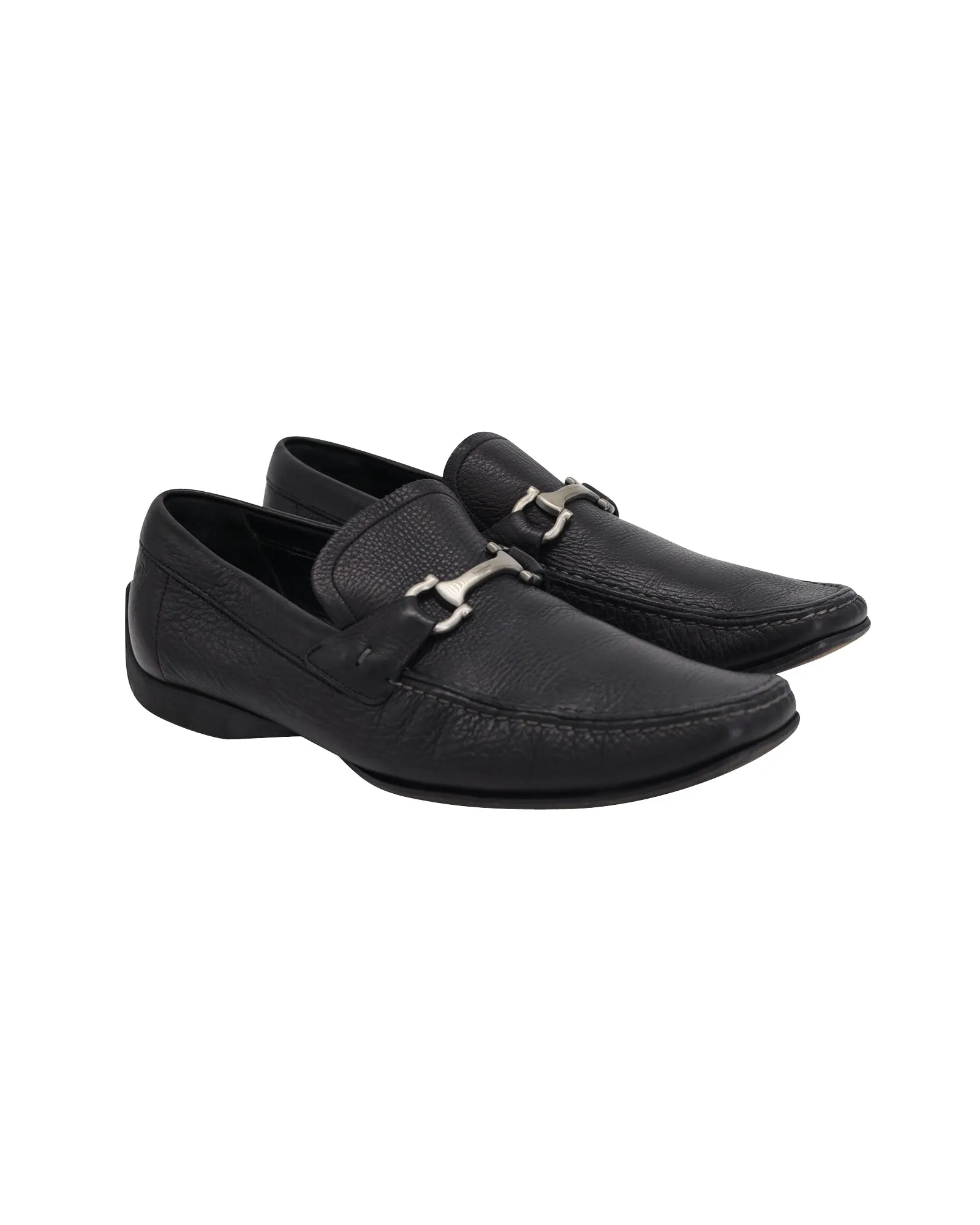 Salvatore Ferragamo Buckle Loafers in Black Leather
