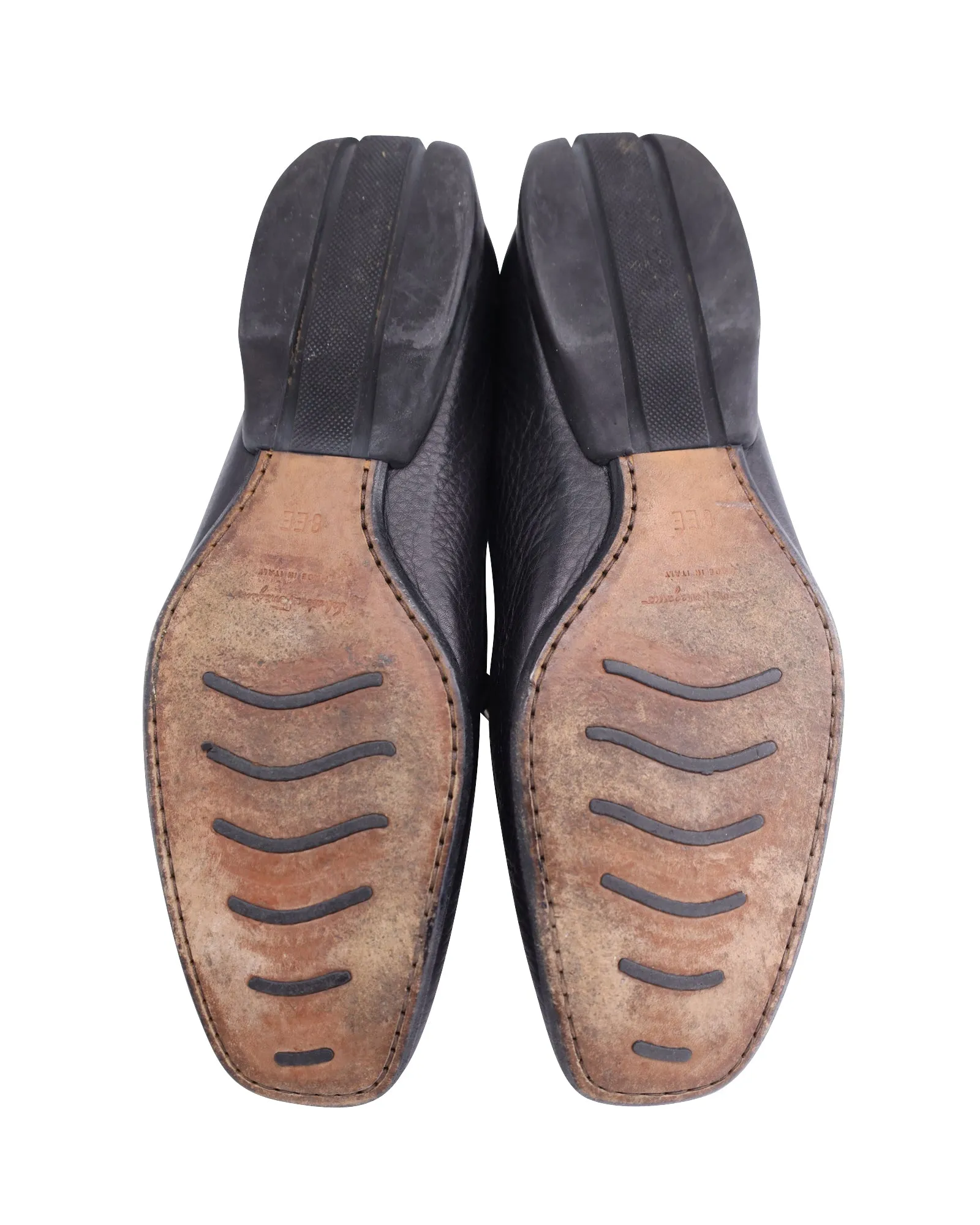 Salvatore Ferragamo Buckle Loafers in Black Leather