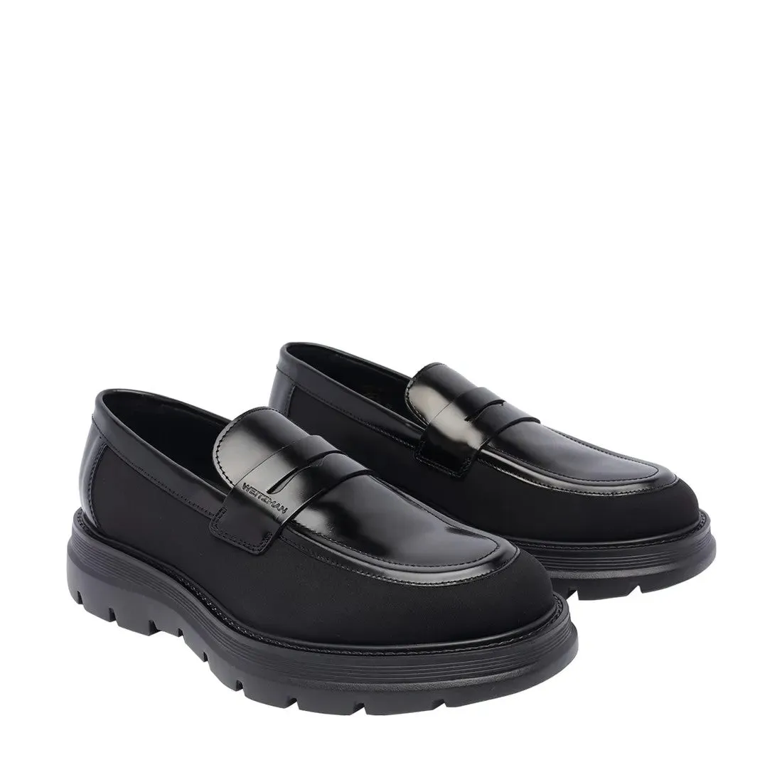 Sculpted Rubber Sole Moccasin With Elastic Inserts