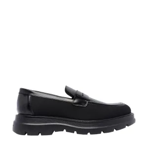 Sculpted Rubber Sole Moccasin With Elastic Inserts