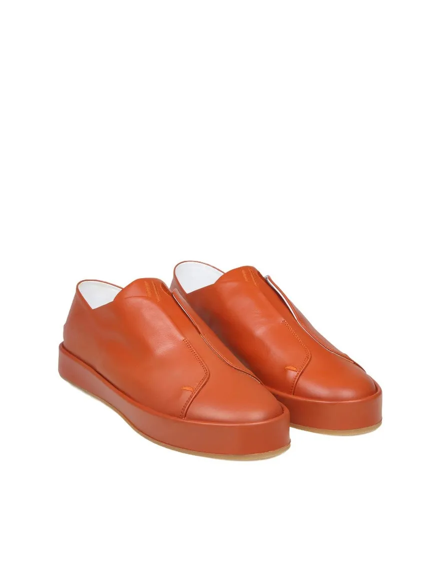 Slip On Sneakers In Orange Leather