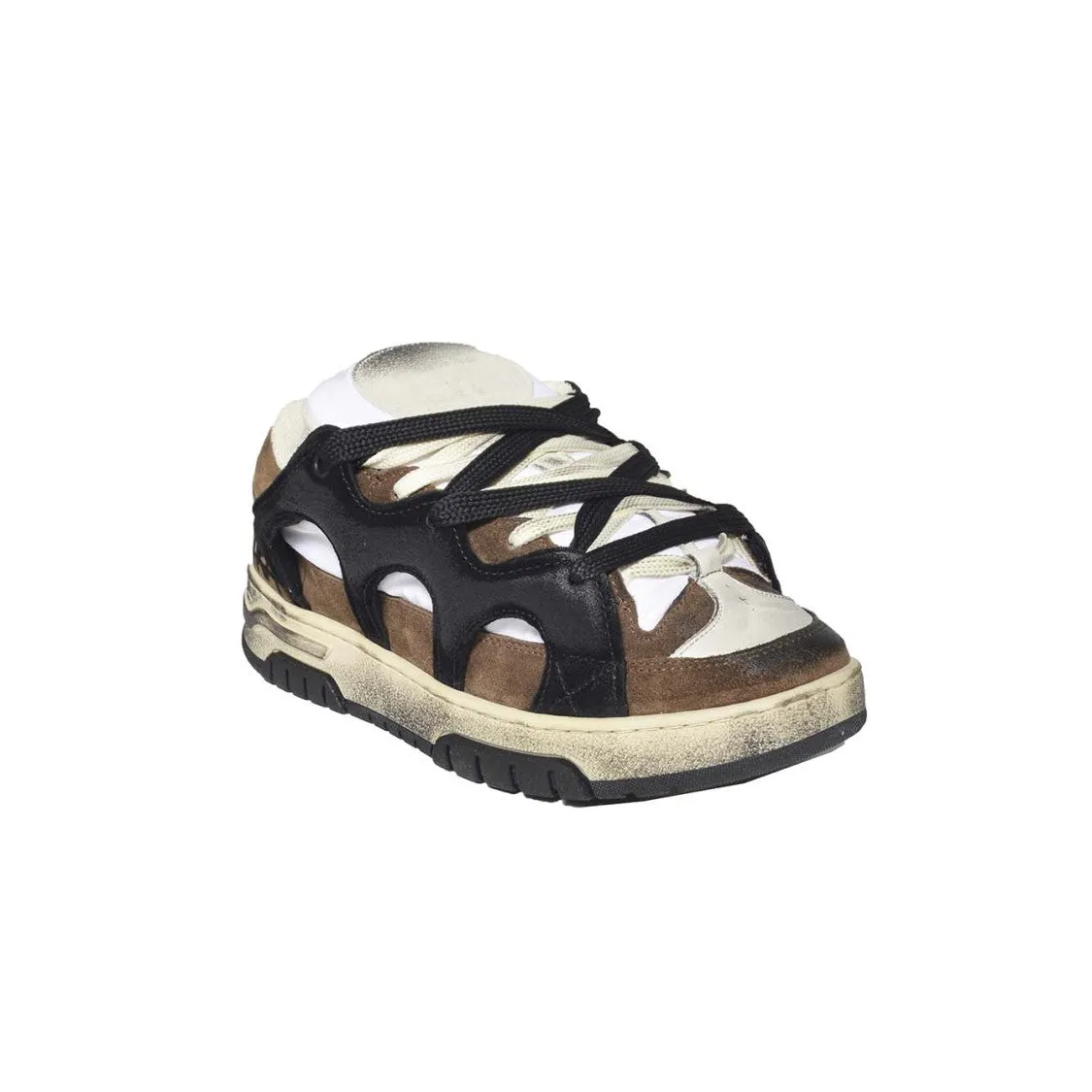 Sneakers In Suede Leather Brown And White Danilo Paura