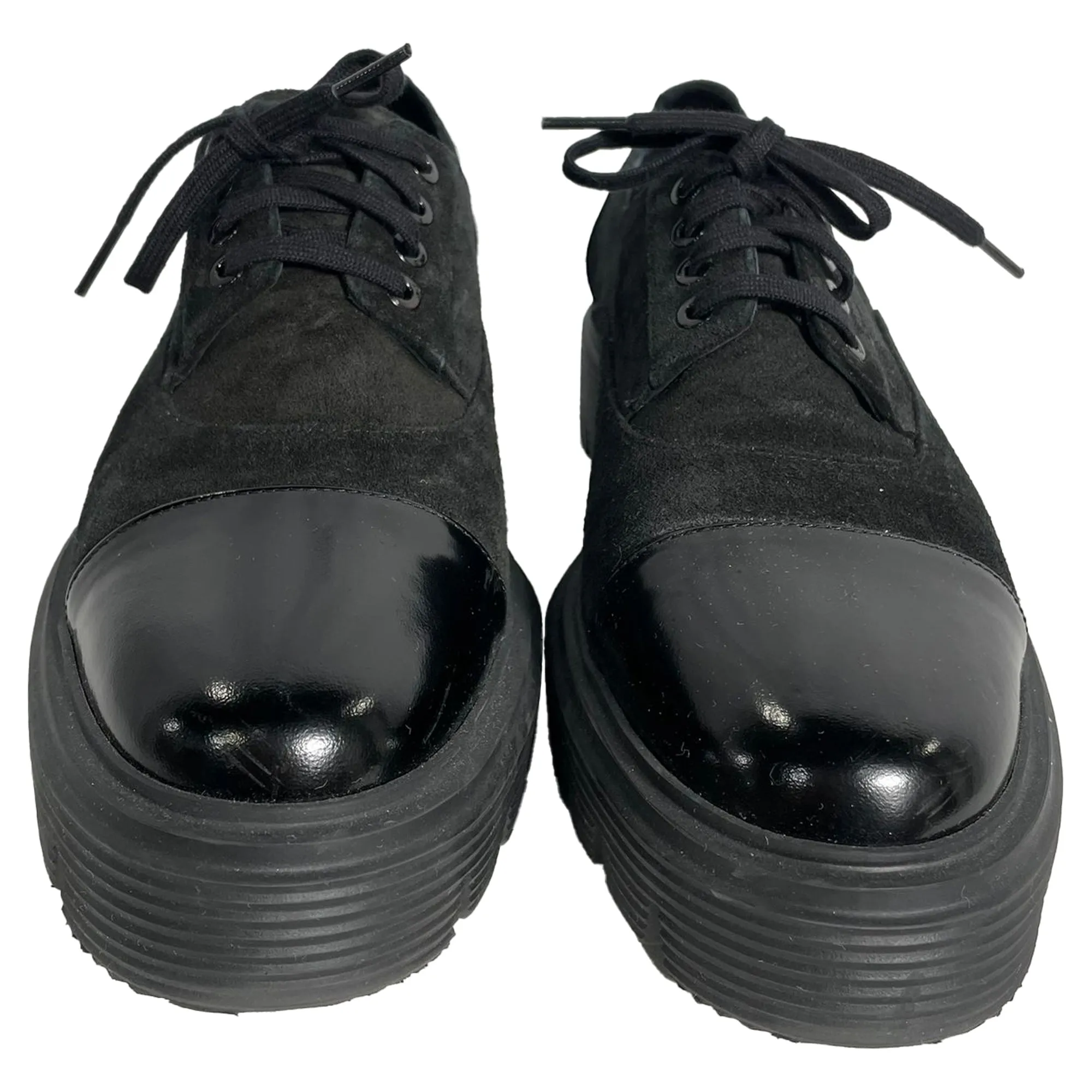 Stuart Weitzman Nolita Platform Oxford Shoes in Black Suede
