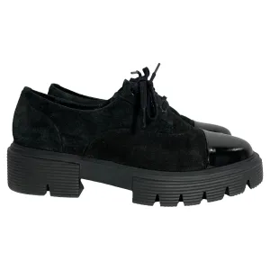 Stuart Weitzman Nolita Platform Oxford Shoes in Black Suede