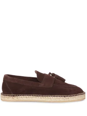 Suede And Calf Leather Brown Espadrilles
