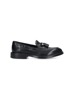 Tassel Loafers In Black Brushed Leather