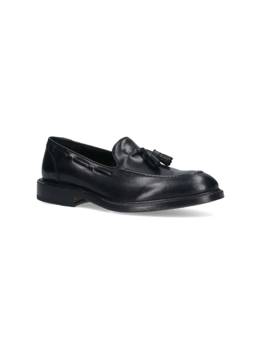 Tassel Loafers In Black Brushed Leather