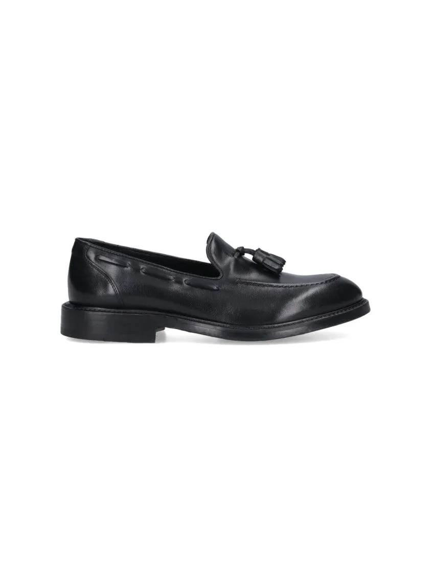 Tassel Loafers In Black Brushed Leather