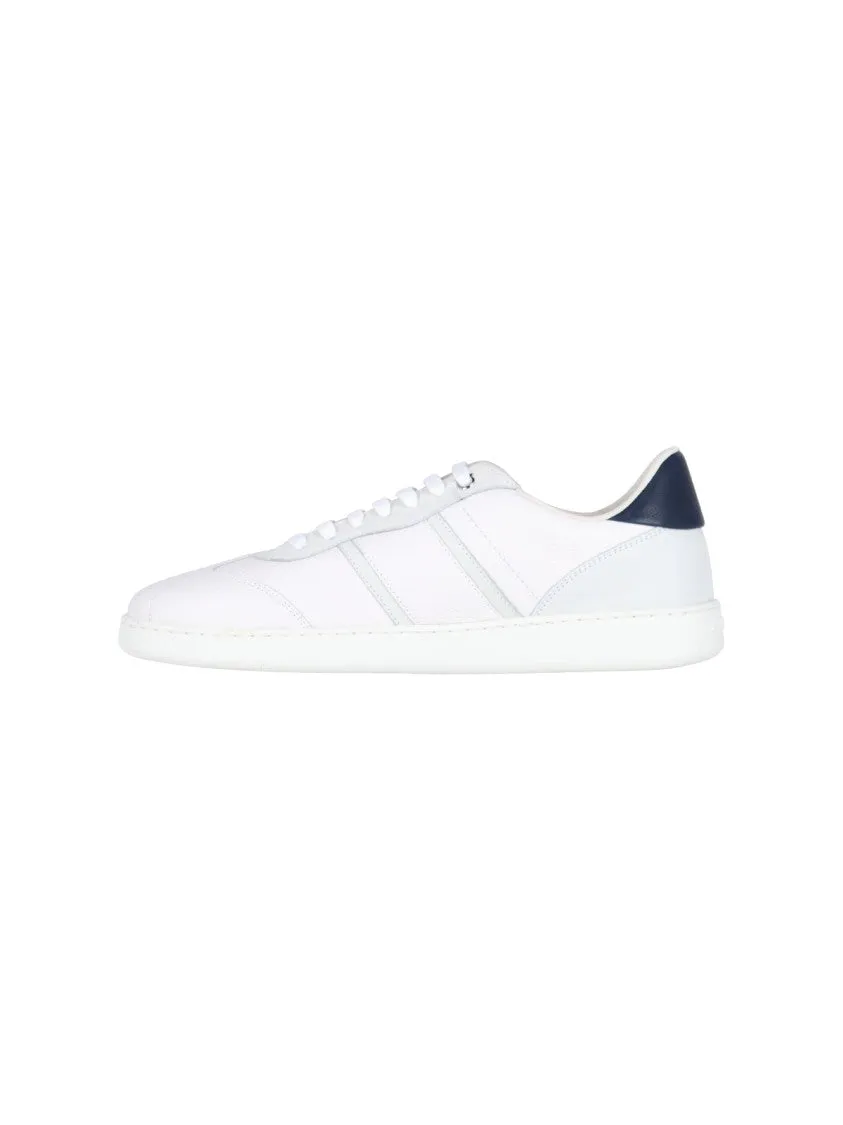 Textured White Leather Low-Top Sneakers