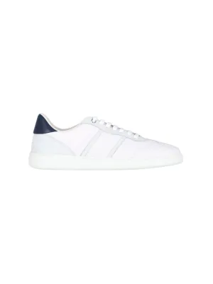 Textured White Leather Low-Top Sneakers