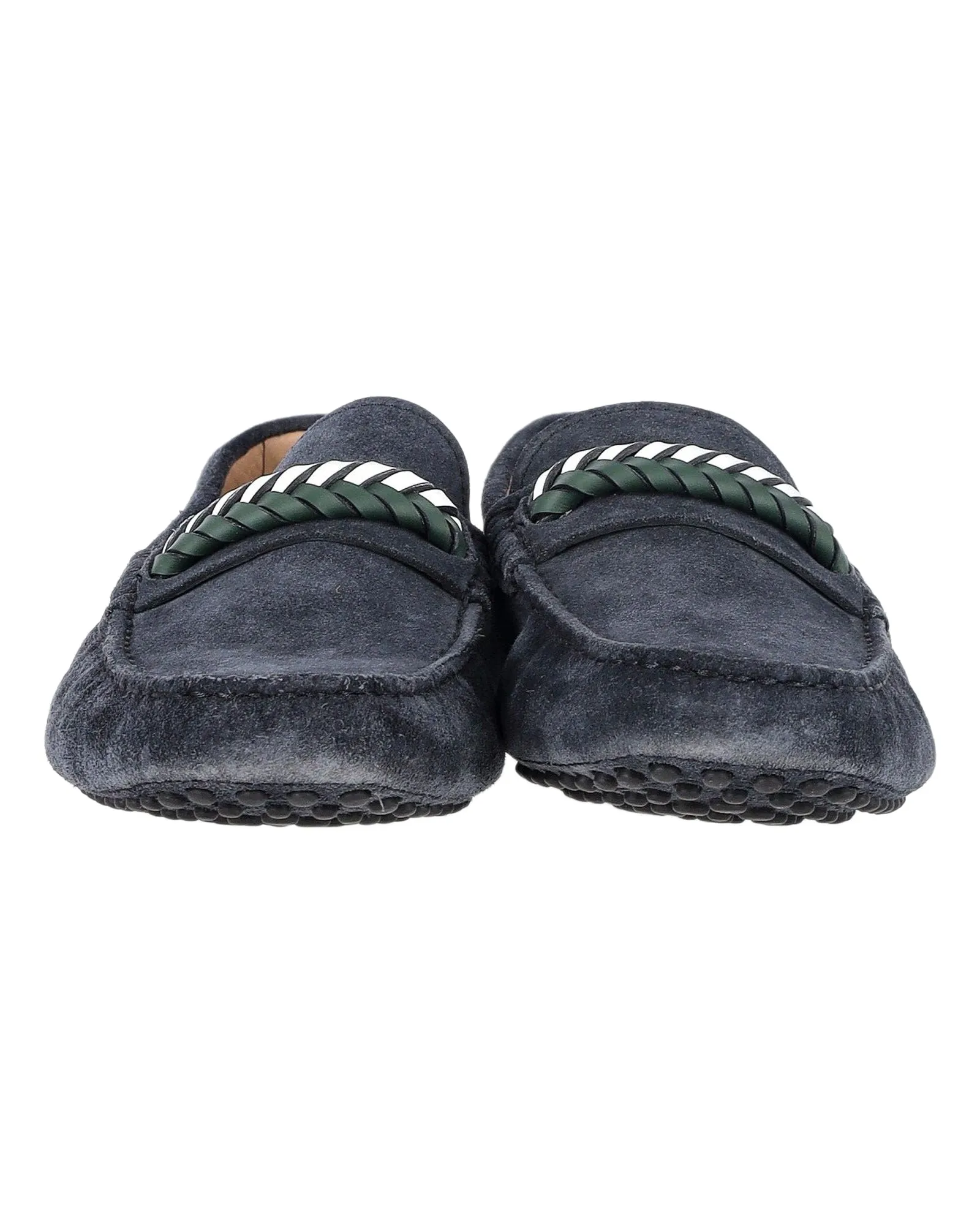 Tod's Braided Loafers in Navy Blue Suede