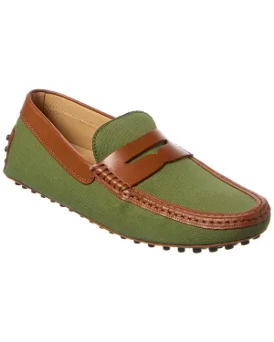 TODs Gommino Canvas & Leather Loafer