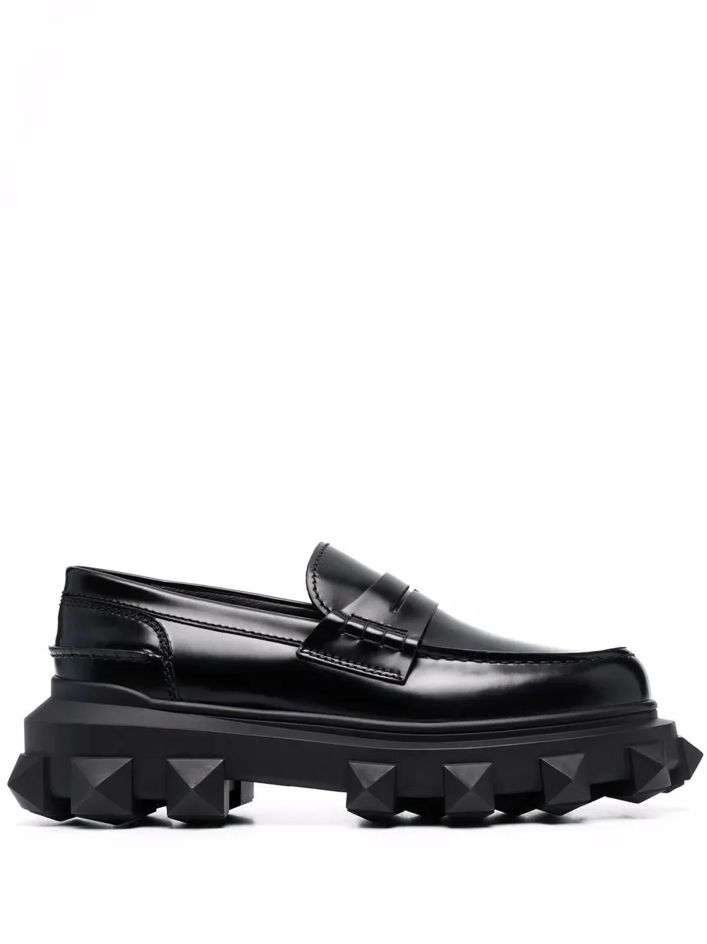 Valentino Trackstud Leather Loafers