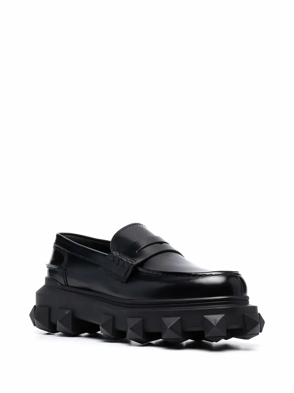 Valentino Trackstud Leather Loafers