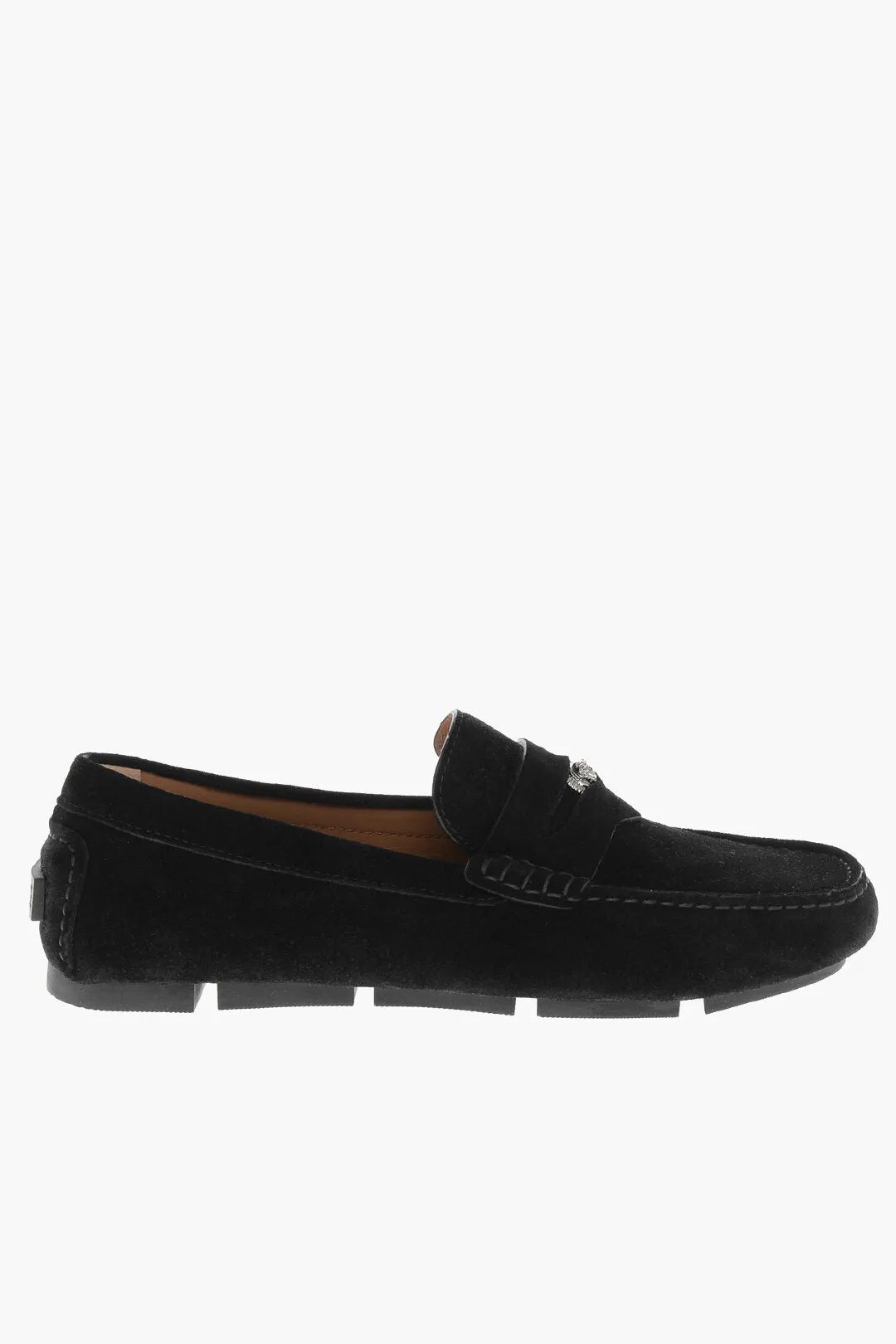 Versace Suede Penny Loafers With Silver- Effect Logo